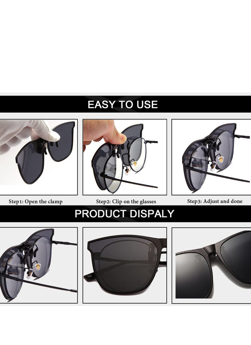 Generic - 3-Piece Clip-On Polarized Sunglasses Set for Men and Women - Lightweight Flip-Up Accessories for Driving, Outdoor Activities, and Fishing (Dark Green, Brown, Dark Grey) - Image 1