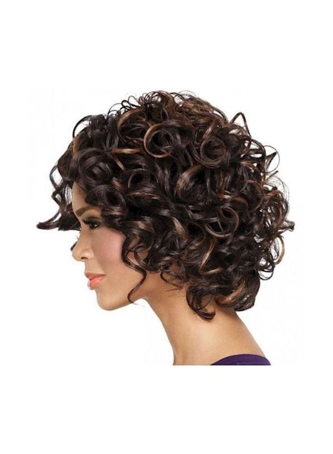 NIBEMINENT Short Curly Hair Wig Brown - Image 3