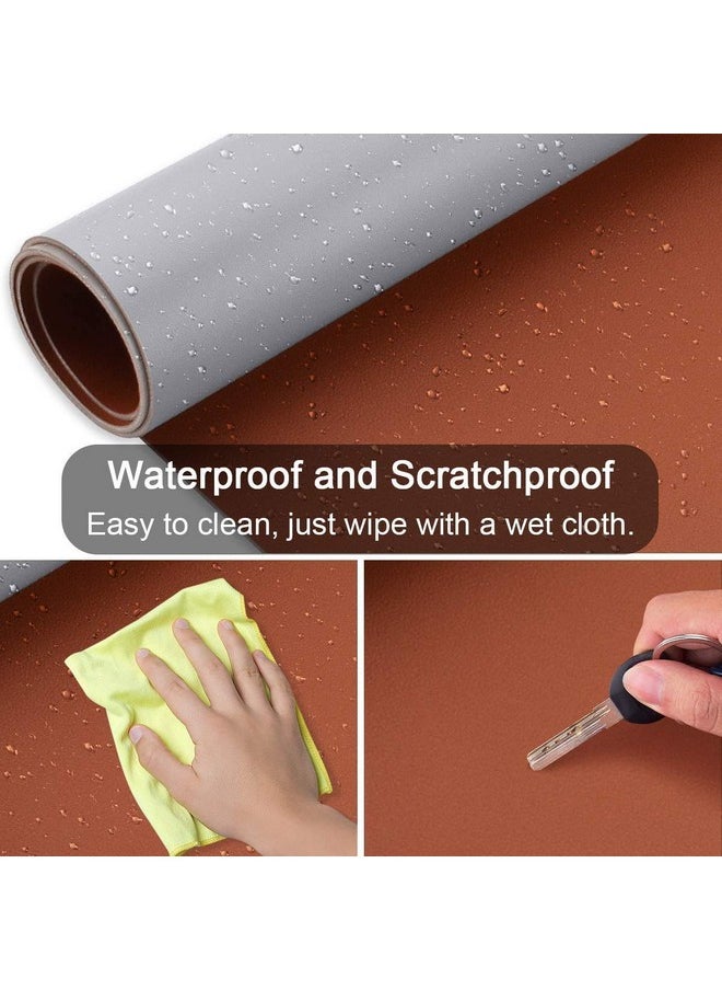 Leeonz ® Dual-Sided Leather Desk Pad, Mouse Pad,Office Desk Mat,Non-Slip Pu Leather Desk Blotter,Laptop Desk Pad,Waterproof Desk Writing Pad For Office And Home (Brown + Grey, 60 X 30 Cm)  - Image 3