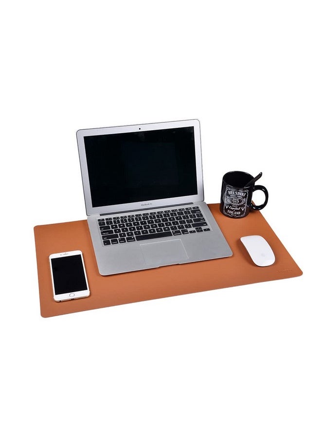 Leeonz ® Dual-Sided Leather Desk Pad, Mouse Pad,Office Desk Mat,Non-Slip Pu Leather Desk Blotter,Laptop Desk Pad,Waterproof Desk Writing Pad For Office And Home (Brown + Grey, 60 X 30 Cm)  - Image 1