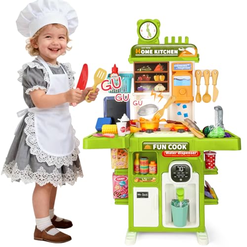 Drmukie Kids Kitchen Playset Mini Play Kitchen Toy for Toddlers with Stove Sound Light Pretend Cooking Toys for 3 4 5 Year Old Boys Girls Gifts Green - Image 1