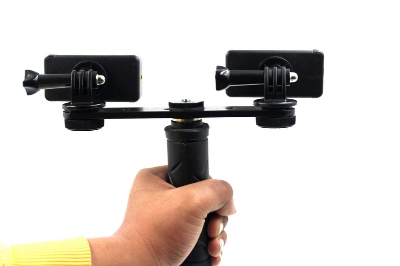 SHOPEE مثبت يدوي مزدوج للأجهزة المحمولة للهواتف الذكية أو كاميرات GoPro. متوافق مع آيفون، سامسونج جالاكسي، HTC، إلخ، أسود - Image 2