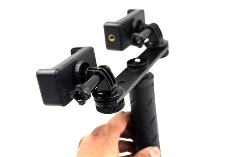 SHOPEE مثبت يدوي مزدوج للأجهزة المحمولة للهواتف الذكية أو كاميرات GoPro. متوافق مع آيفون، سامسونج جالاكسي، HTC، إلخ، أسود - Image 4