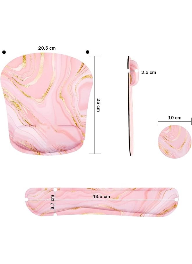 X spring - Mouse Pad With Wrist Rest Set Memory Foam Ergonomic Keyboard Wrist Rest Pad Mouse Pad And Keyboard Wrist Rest Support Pain Relief For Computer Gaming Desk Home Office Pink - Image 1