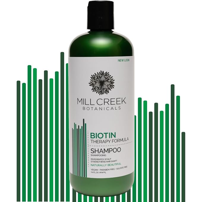 Mill Creek Biotin Shampoo With Keratin, Peppermint Oil, Aloe Vera, Jojoba and Panthenol, All Natural and Organic Formula, 14 fl. oz. (Pack of 2) - Image 2
