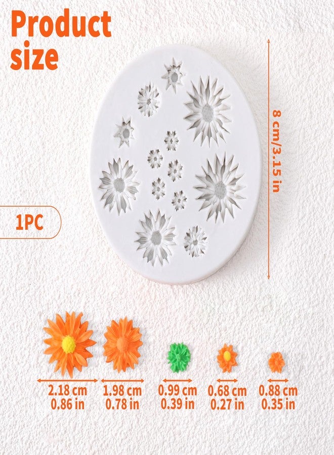 Styquenzer Daisy Flower Polymer Clay Molds, 13 Cavity Miniature Clay Molds Silicone Daisy Mold Clays Mold for Crafts Air Dry for DIY Jewelry Making Cake Decoration and Earrings - Image 2