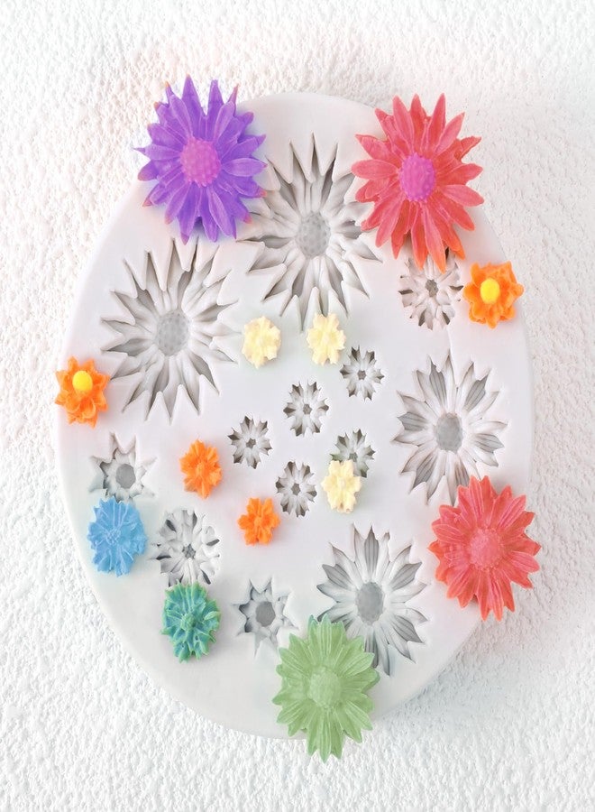 Styquenzer Daisy Flower Polymer Clay Molds, 13 Cavity Miniature Clay Molds Silicone Daisy Mold Clays Mold for Crafts Air Dry for DIY Jewelry Making Cake Decoration and Earrings - Image 1