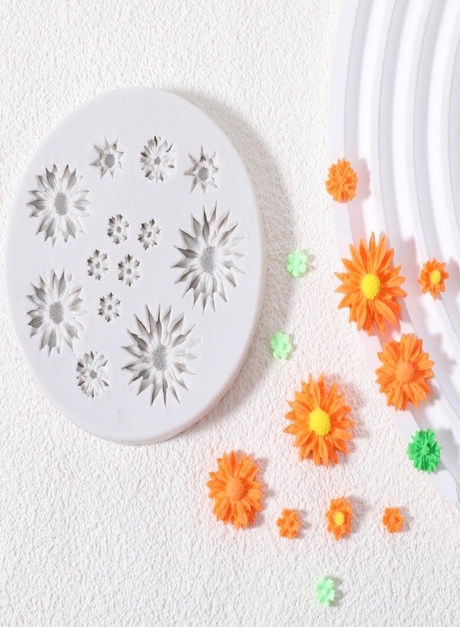 Styquenzer Daisy Flower Polymer Clay Molds, 13 Cavity Miniature Clay Molds Silicone Daisy Mold Clays Mold for Crafts Air Dry for DIY Jewelry Making Cake Decoration and Earrings - Image 5