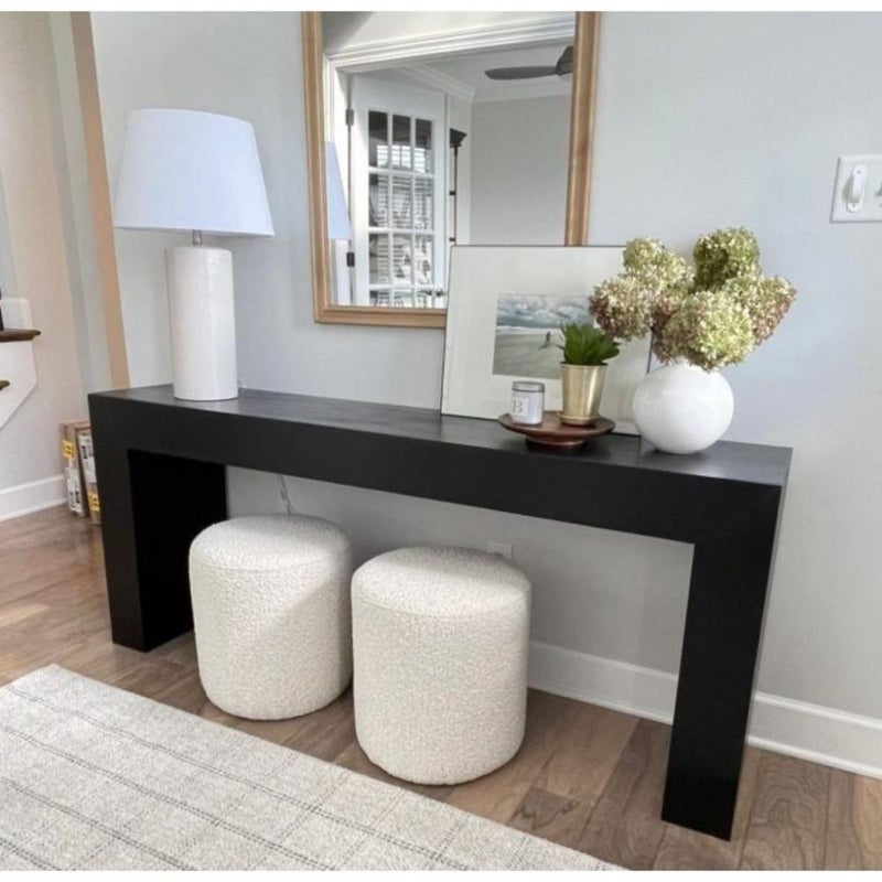 بيتك كونسول و 2 بوف خشب سنديان و بوكليه - اسود واوف وايت - Image 1