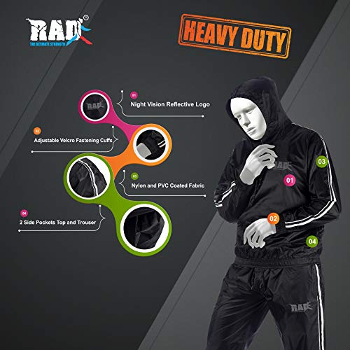 RAD بدلة الساونا للرجال والنساء لفقدان الوزن - بدلات التمرين العرقية مع غطاء رأس - بدلة حرق الدهون - تعزيز حرق الدهون (أبيض، متوسط) - Image 3