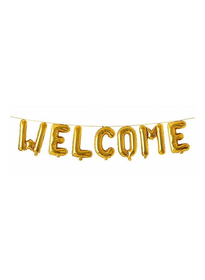 Toy Land Welcome Gold Foil Letter Balloon Banner 16 Inch | Air Fill Only | Party Decoration Banner | Single Piece - Image 2