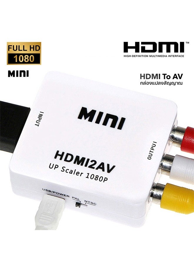 Generic - HDMI to RCA Adapter Composite Video Converter 1080P Supports PAL/NTSC Output Formats, Suitable for Set-Top Boxes, Xbox, VHS, VCR, DVD - Image 1