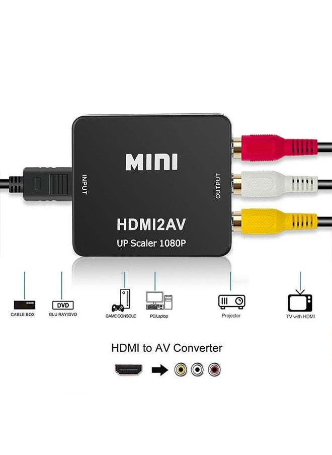 Generic - HDMI to RCA Adapter Composite Video Converter 1080P Supports PAL/NTSC Output Formats, Suitable for Set-Top Boxes, Xbox, VHS, VCR, DVD - Image 1