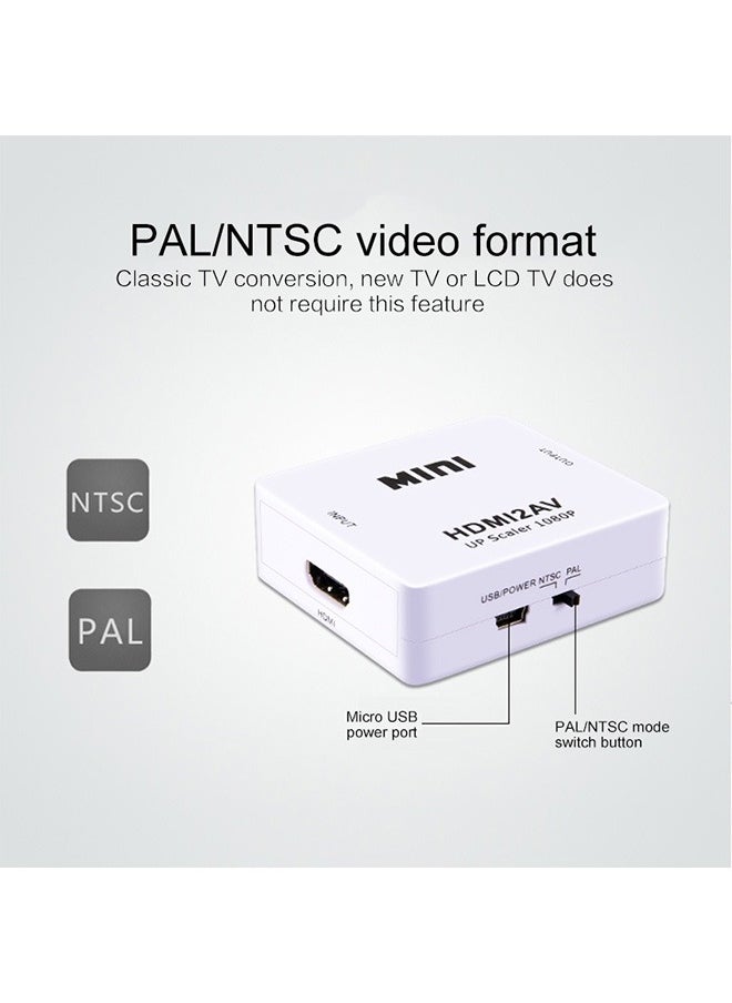 Generic - HDMI to RCA Adapter Composite Video Converter 1080P Supports PAL/NTSC Output Formats, Suitable for Set-Top Boxes, Xbox, VHS, VCR, DVD - Image 1