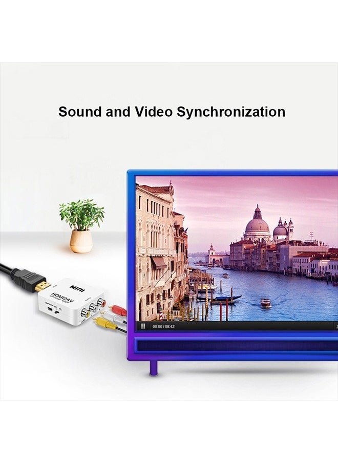 Generic - HDMI to RCA Adapter Composite Video Converter 1080P Supports PAL/NTSC Output Formats, Suitable for Set-Top Boxes, Xbox, VHS, VCR, DVD - Image 1