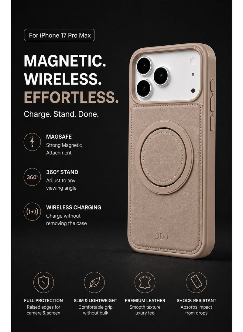 حافظة iPhone 17 Pro Max مغناطيسية مع حامل حلقي، غطاء هاتف مقاوم للصدمات مزود بحامل قابل للطي ومتوافق مع MagSafe. - Image 2