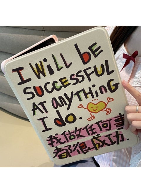 Inspirational Text For Apple Ipad7/8/9 Protective Case 10.2 Anti-fall Air6/5 Transparent 10 Protective Case-Colour:Milky White-Applicable Model:Ipad Air4/air5【 10.9inch 】