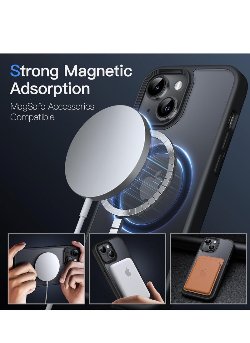 Denx Magnetic Case for iPhone 13-14 6.1-Inch Compatible with MagSafe, Translucent Matte Back Slim Shockproof Phone Cover (Black)  - Image 4
