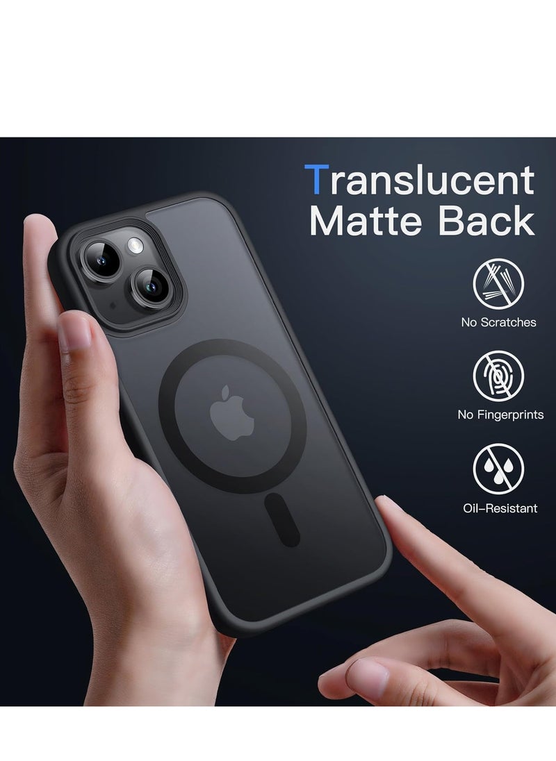 Denx Magnetic Case for iPhone 13-14 6.1-Inch Compatible with MagSafe, Translucent Matte Back Slim Shockproof Phone Cover (Black)  - Image 2