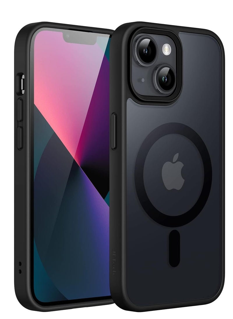 Denx Magnetic Case for iPhone 13-14 6.1-Inch Compatible with MagSafe, Translucent Matte Back Slim Shockproof Phone Cover (Black)  - Image 1