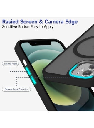 Magnetic Case for iPhone 13 6.1-Inch Compatible with MagSafe, Translucent Matte Back Slim Shockproof Phone Cover (Black) - view 4