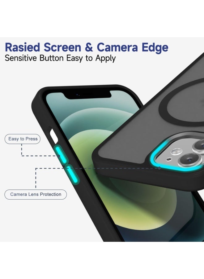 أكاليكس حافظه مغناطيسيه لهاتف ايفون 13-14 مقاس 6.1 بوصه متوافقه مع هاتف ايفون 13-14 6.1 ,غطاء هاتف خلفي شفاف غير لامع مقاوم للصدمات (اسود) - Image 4
