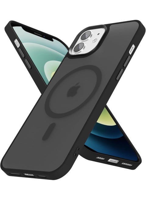 Magnetic Case for iPhone 13-14 6.1-Inch Compatible with MagSafe, Translucent Matte Back Slim Shockproof Phone Cover (Black)