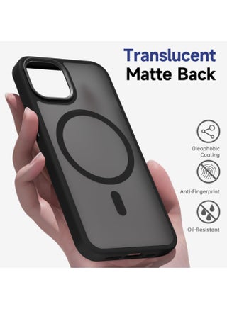 Magnetic Case for iPhone 13 6.1-Inch Compatible with MagSafe, Translucent Matte Back Slim Shockproof Phone Cover (Black) - view 3