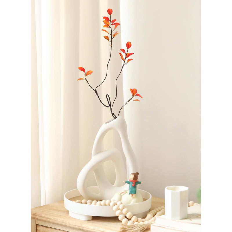 STHIE Modern White Ceramic Flower Vases for Home Decor Aesthetic  Boho Decorative Vase for Bouquet Pampas Grass  Living Room Bedroom Kitchen Maximalist Decor - Image 4