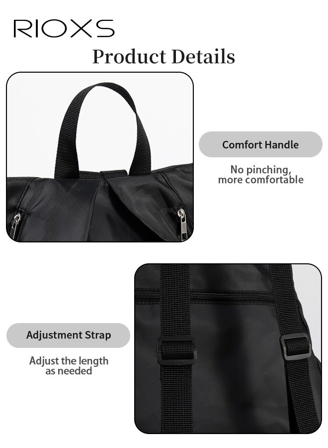 RIOXS Sports Gym Bag, Waterproof Swimming Backpack With Shoe Compartment & Wet Pocket, Fitness Bag Travel Storage Bag, Portable Duffel Bag, Yoga Bag, Lightweight Packable Backpack, Black Bags For Women And Men-37x42x23cm Bag - Image 2