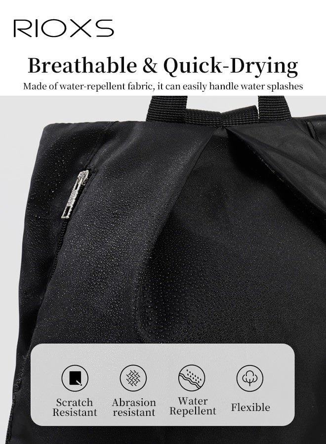 RIOXS Sports Gym Bag, Waterproof Swimming Backpack With Shoe Compartment & Wet Pocket, Fitness Bag Travel Storage Bag, Portable Duffel Bag, Yoga Bag, Lightweight Packable Backpack, Black Bags For Women And Men-37x42x23cm Bag - Image 5