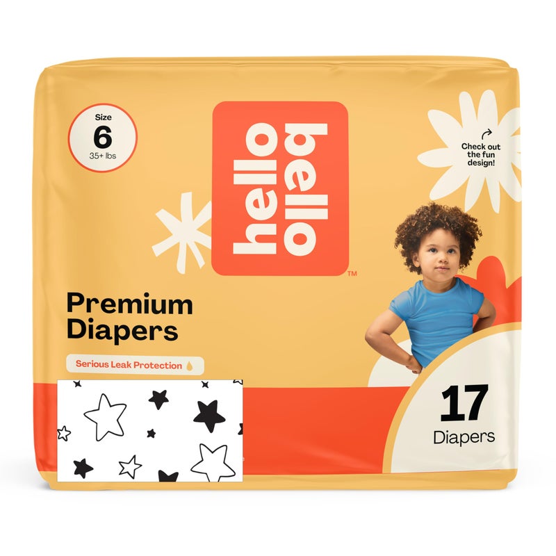Hello Bello Diapers  Size 6 (35 Lbs) Superstars  17 Count Of Premium Disposable Baby Diapers  Hypoallergenic With Soft  Cloth-Like Feel - Image 1