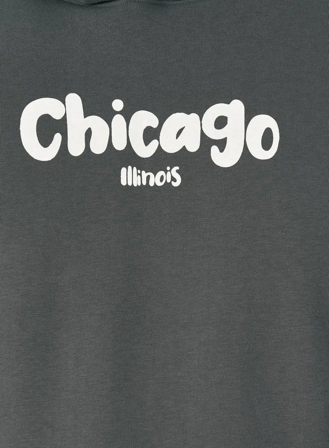 Styli Chicago Print Oversized Hoodie & Open Hem Joggers Co-Ords