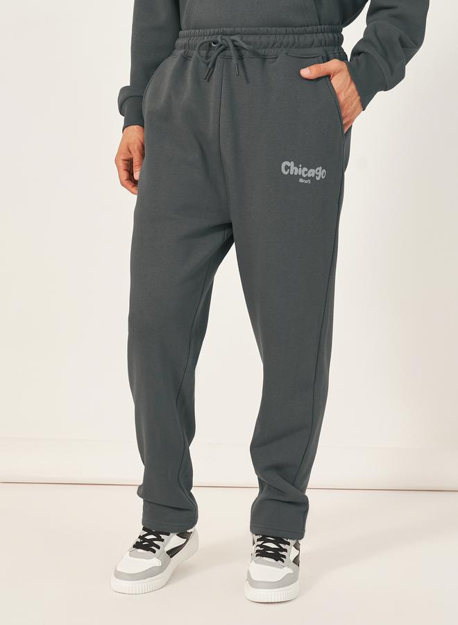 Styli Chicago Print Oversized Hoodie & Open Hem Joggers Co-Ords  - Image 5