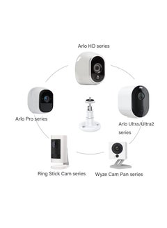 Y&D 360 Degree Adjustable Indoor/Outdoor Security Bracket, Wall Mount Compatible with Arlo Pro/ Pro 2/ 3/ 4 and for Ring Stick Up/ Indoor Cam Battery, Wyze Pan/ Outdoor (4 Pack, White)  - Image 4