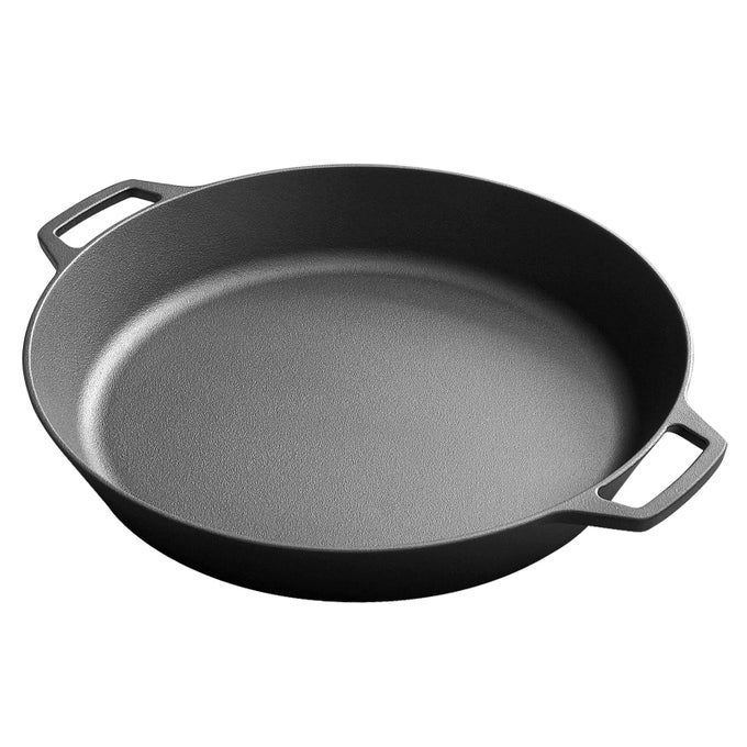 PRESEASONED LARGE CAST IRON SKILLET 17 INCH DUAL HANDLE OUTDOOR CAMPING FRYING PAN PIZZA PAN USE FOR GRILL STOVETOP INDUCTION OVEN SAFE COOKWARE