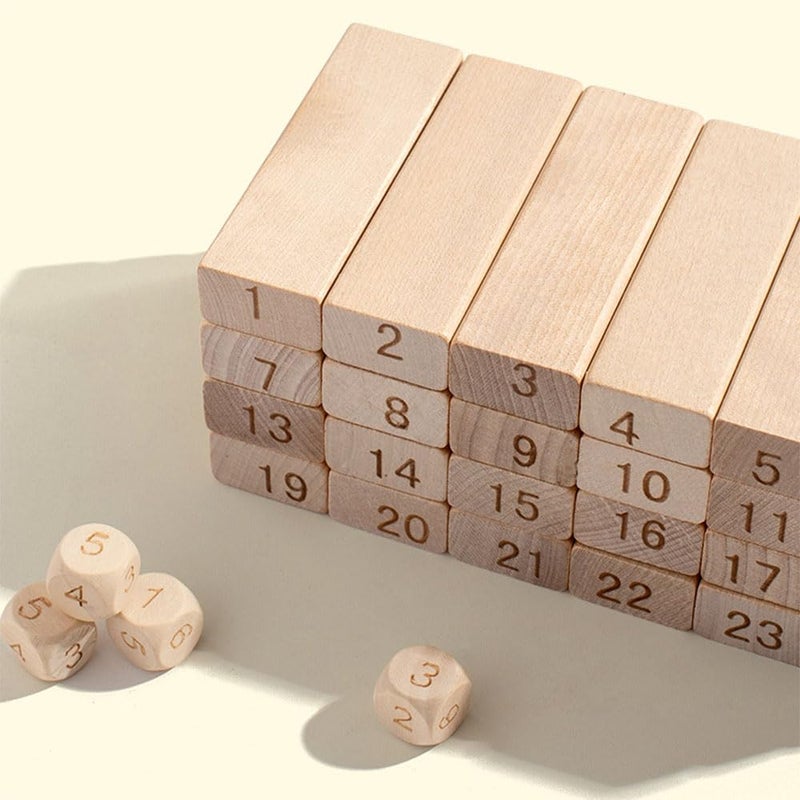 JZS Classic Building Blocks Game with Genuine Hardwood Blocks, Stacking Tower Game for 1 or More Players, Kids Ages 6 and Up,54Pcs,Multicolor Style - Image 5