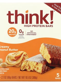 Think High Protein Bars Creamy Peanut Butter 5 Bars 2.1 oz (60 g) Each 