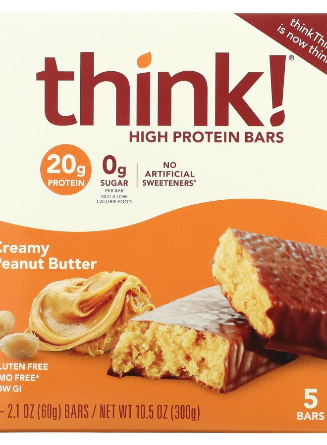 Think High Protein Bars Creamy Peanut Butter 5 Bars 2.1 oz (60 g) Each
