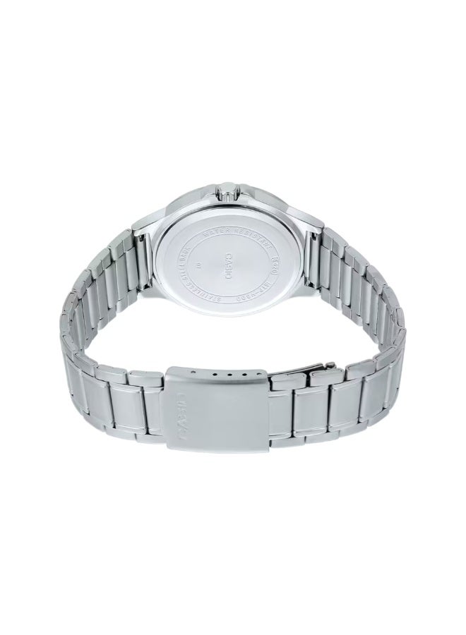 Casio MTP-V300D-1A2UDF Men’s Analog Stainless Steel Watch – Black Dial, Green Accents, Multi-Function Subdials - Image 4