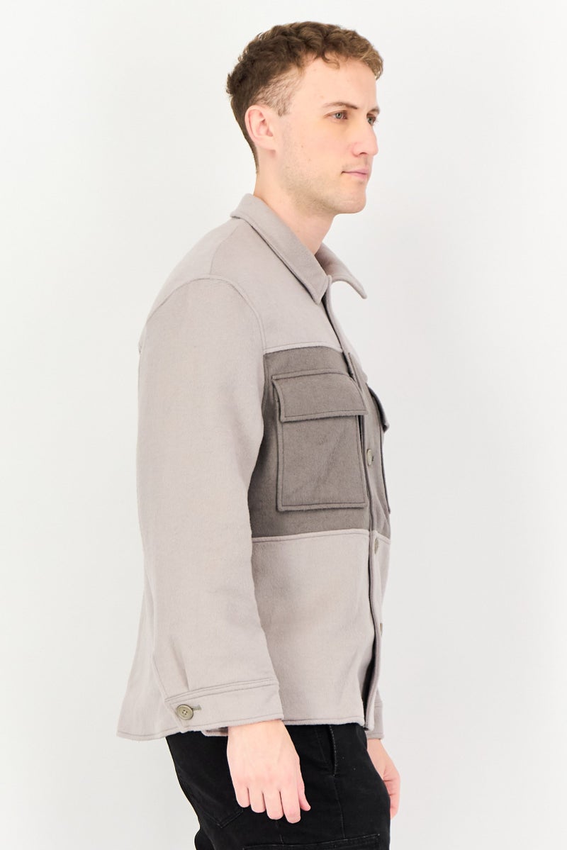 Selected Homme Men Textured Jacket Shirt, Grey - Image 2