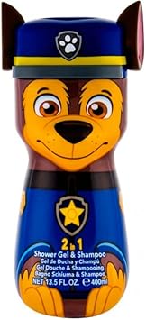 Air Val Paw Patrol Chase 2in1 Vegan Shower Gel Shampoo for Kids Adults 90 Natural Ingredients Hydrating Gentle Formula Dermatologically Tested Pleasant Scent Fun 3D Bottle Ages 3 400ml - Image 2