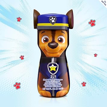 Air Val Paw Patrol Chase 2in1 Vegan Shower Gel Shampoo for Kids Adults 90 Natural Ingredients Hydrating Gentle Formula Dermatologically Tested Pleasant Scent Fun 3D Bottle Ages 3 400ml - Image 3