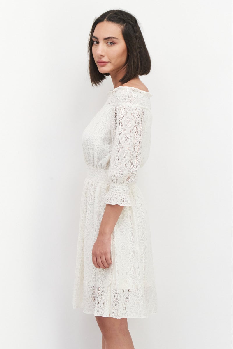 VERO MODA فستان ميني مزخرف للنساء، عاجي - Image 2