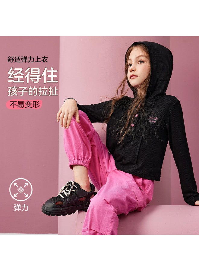 ASK JUNIOR طقم الفتيات ملابس خريفية سترة بغطاء رأس بنطال كارغو رياضي قطعتين ملابس تنس - Image 3