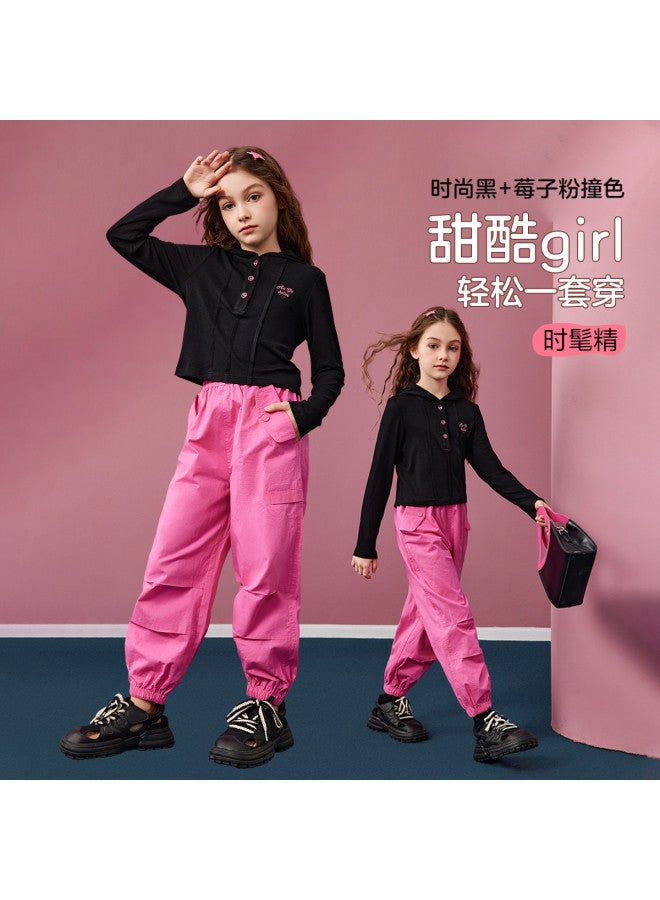 ASK JUNIOR طقم الفتيات ملابس خريفية سترة بغطاء رأس بنطال كارغو رياضي قطعتين ملابس تنس - Image 2