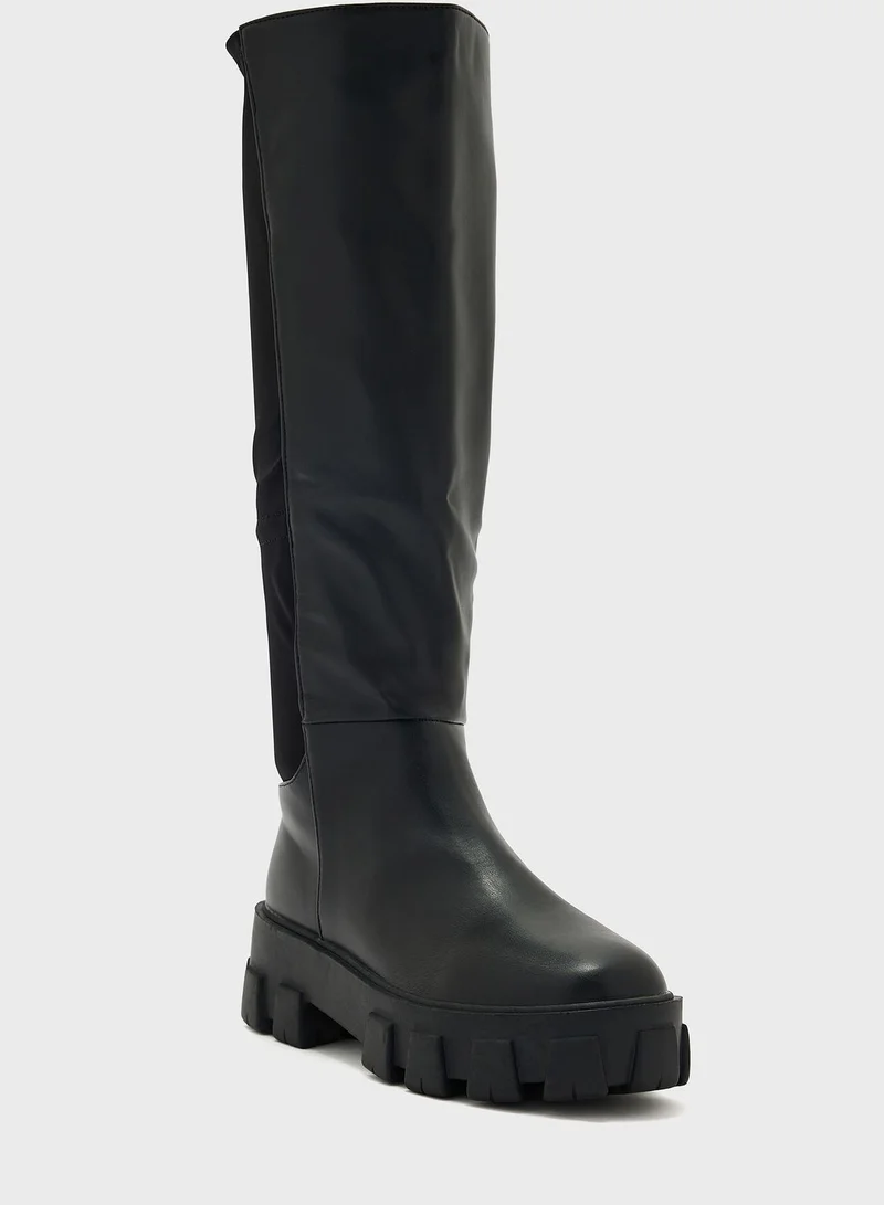 جينجر Chunky High Knee Boots
