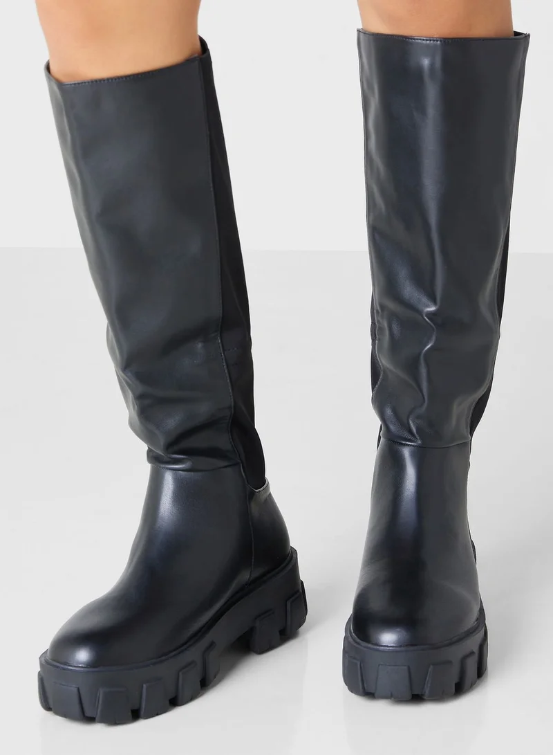 جينجر Chunky High Knee Boots