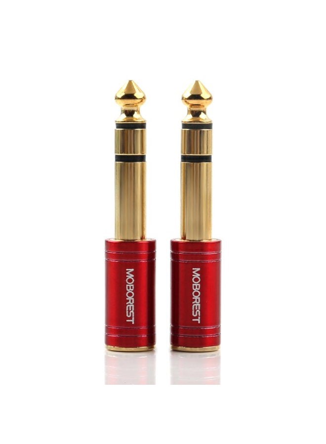 MOBOREST 1/4 Male to 1/8 Female Pure Copper Adapter, 6.35mm Stereo Male to 3.5mm Plug Jack Female Stereo Adapter Red 2-Pack - Image 2