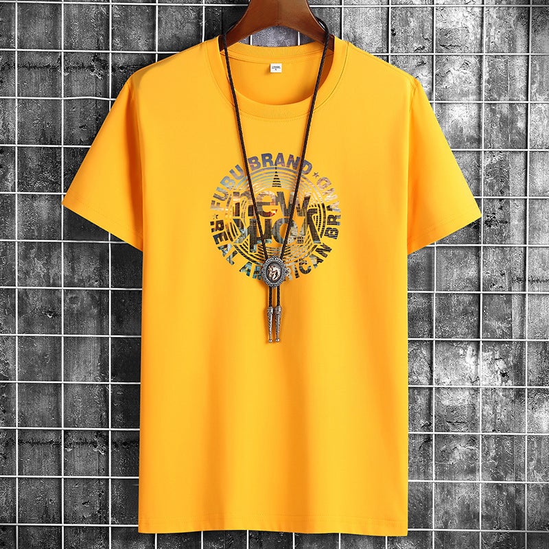 New Cotton Short-Sleeved T-Shirt Men'S Casual T-Shirt Base Shirt Loose Trendy Men'S Half-Sleeved T-Shirt Round Neck Top Ne - Image 1